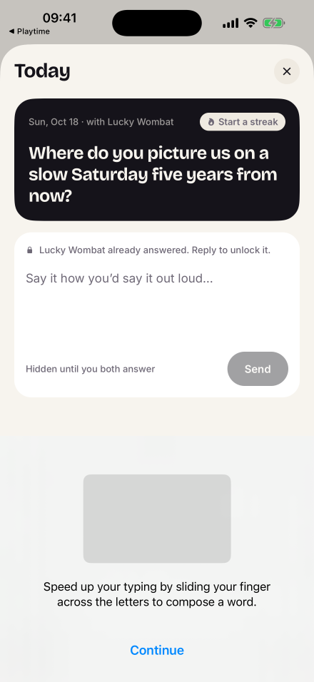 Today’s question, with the answer hidden until you both reply